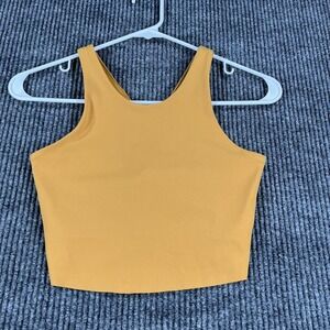 Nike Yoga Dri-FIT Halter Top Womens XS Yellow Cropped Racerback Athletic Gym